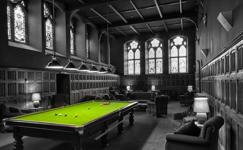 beautiful pool table in game room, windows, chairs, room, pool table, HD wallpaper