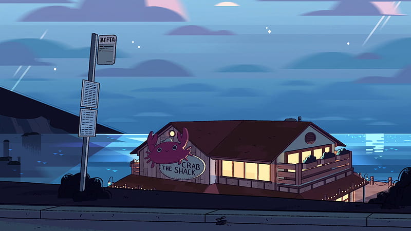 Steven Universe A Restaurant Naming Crab The Shack With Background Of Water and Blue Sky With Clouds Movies, HD wallpaper