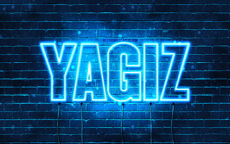 Yagiz with names, Yagiz name, blue neon lights, Happy Birtay Yagiz, popular turkish male names, with Yagiz name, HD wallpaper