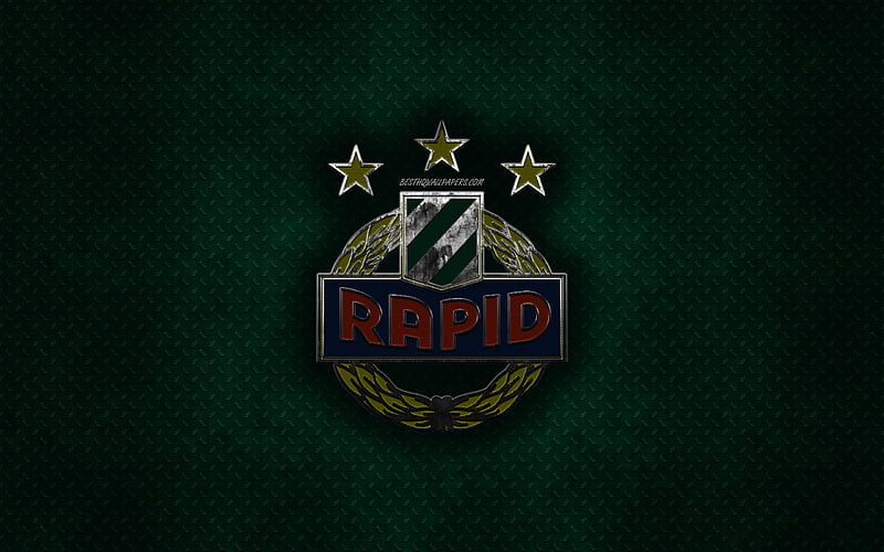 SK Rapid, Austrian football club, green metal texture, metal logo, emblem, Vienna, Austria, Austrian Football Bundesliga, creative art, Bundesliga, football, Rapid Vienna, HD wallpaper