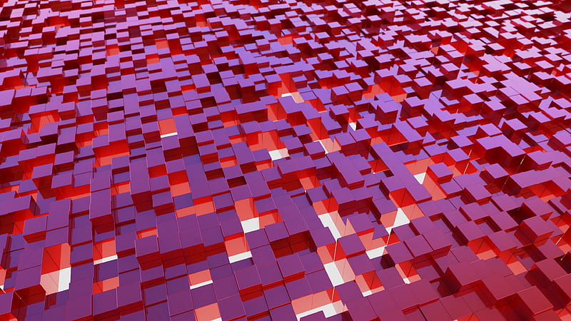 cubes, structure, 3d, red, HD wallpaper