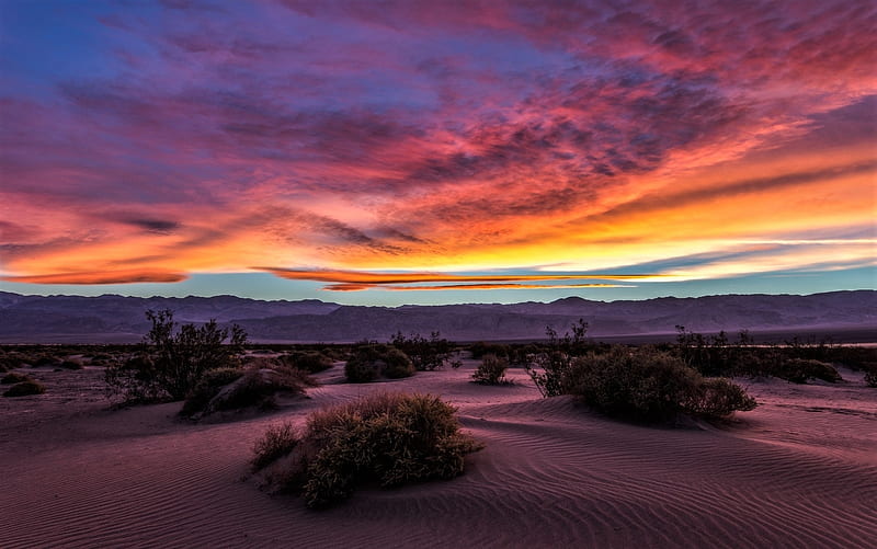 Death Valley, sunset, desert, sky, purple, HD wallpaper