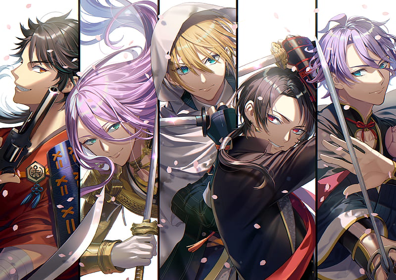 Anime, Touken Ranbu, Hachisuka Kotetsu, Kasen Kanesada, Kashuu Kiyomitsu, Mutsunokami Yoshiyuki, Yamanbagiri Kunihiro, HD wallpaper