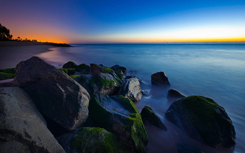Sunrise In Florida, sunrise, nature, sea, rocks, HD wallpaper
