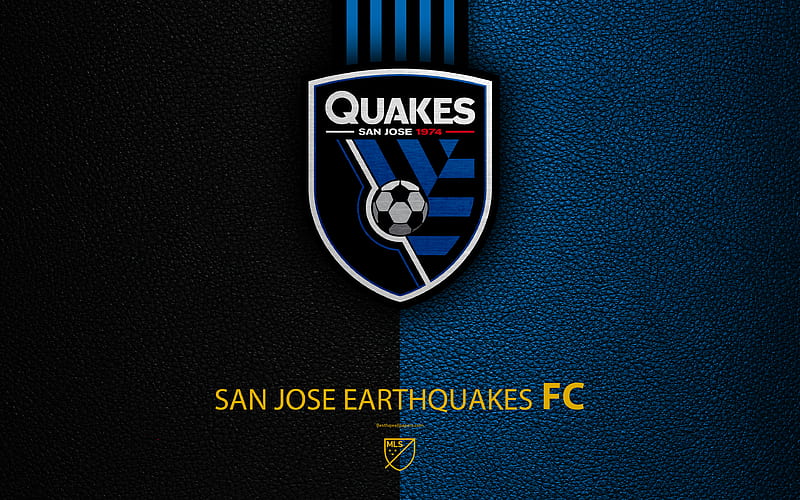 San Jose Earthquakes FC American Soccer Club, MLS, leather texture, logo, emblem, Major League Soccer, San Jose, California, USA, football, MLS logo, HD wallpaper