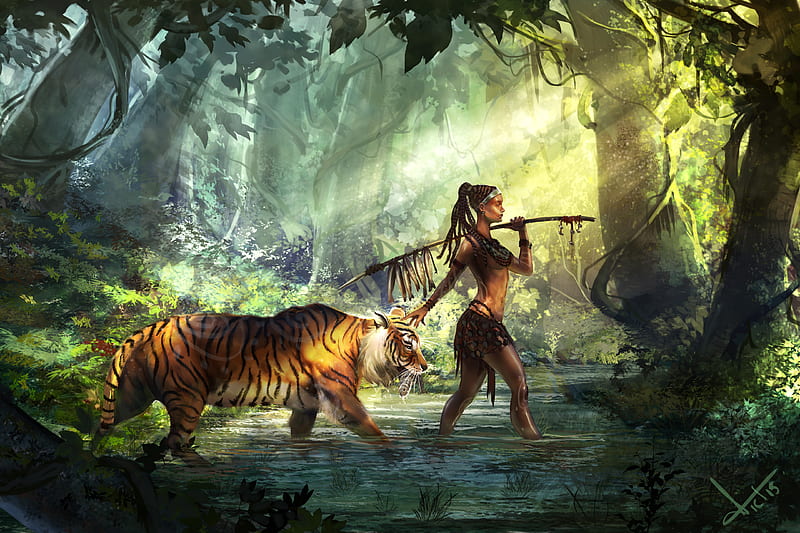 Tiger Guardian , artist, artwork, digital-art, , tiger, HD wallpaper