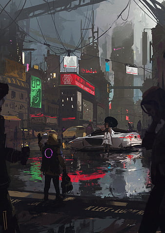 Wallpaper : artwork, digital art, cyber city, futuristic, cyberpunk  1920x1080 - liuxiyuan13 - 2098891 - HD Wallpapers - WallHere