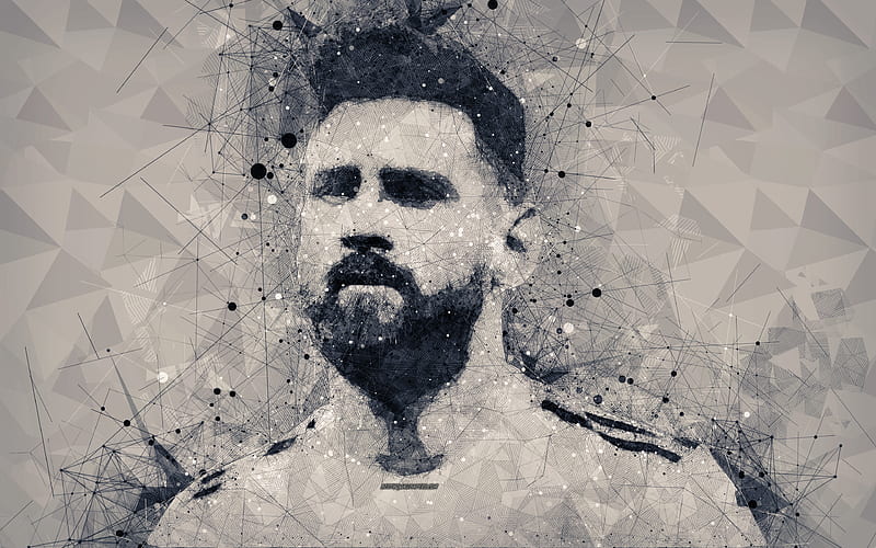 Lionel Messi Argentine footballer, creative geometric portrait, face, Argentina, football, Barcelona FC, Spain, La Liga, HD wallpaper