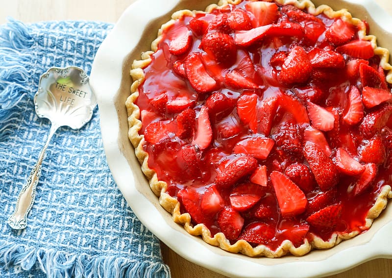 Strawberry Pie, dessert, pie, strawberry, food, HD wallpaper