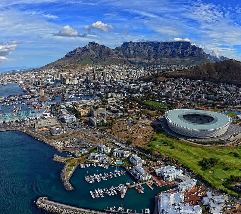 Cities, Sky, Mountain, Coast, Cityscape, Cape Town, South Africa, Stadium, , Table Mountain, HD wallpaper