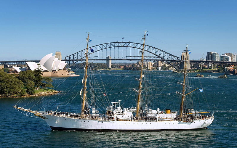 Sydney Harbour Bridge Sailboat-architectural landscape, HD wallpaper