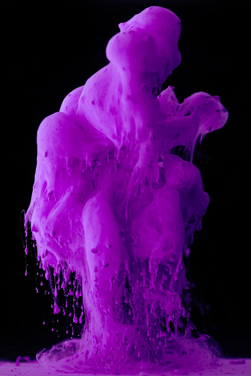 paint, ink, drops, purple, HD phone wallpaper