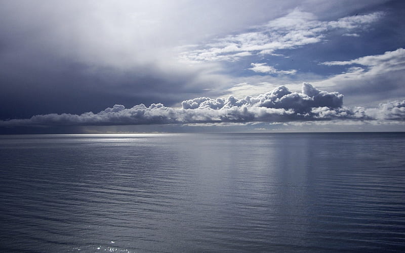 Calm sea with clouds on the horizon, oceans, sun, high definition, clouds, afternoon, nice, skyscape, calm, waterscape, evening, twister, dawn, ape, oceanscape, sky, storm, panorama, sunrays, water, cool, serenity, awesome, seascape, sunshine, white, scenic gray, sunny, bonito, twilight, sea, mirror, scenery, blue, amazing, reflex, colors, ripples, serene, day, nature, reflections, natural, scene, HD wallpaper
