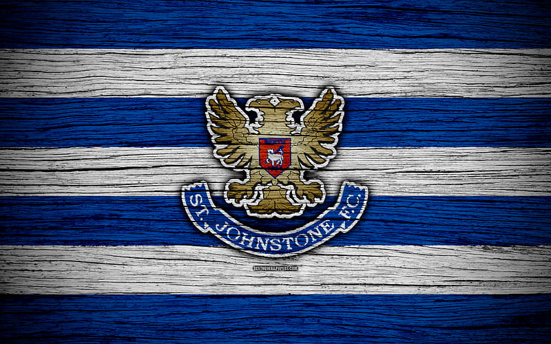 St Johnstone FC, logo, Scottish Premiership, soccer, football, Scotland, St Johnstone, wooden texture, Scottish Football Championship, FC St Johnstone, HD wallpaper