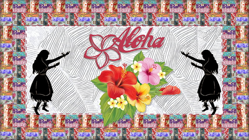 Aloha, flowers, quilt, hawaiian, HD wallpaper