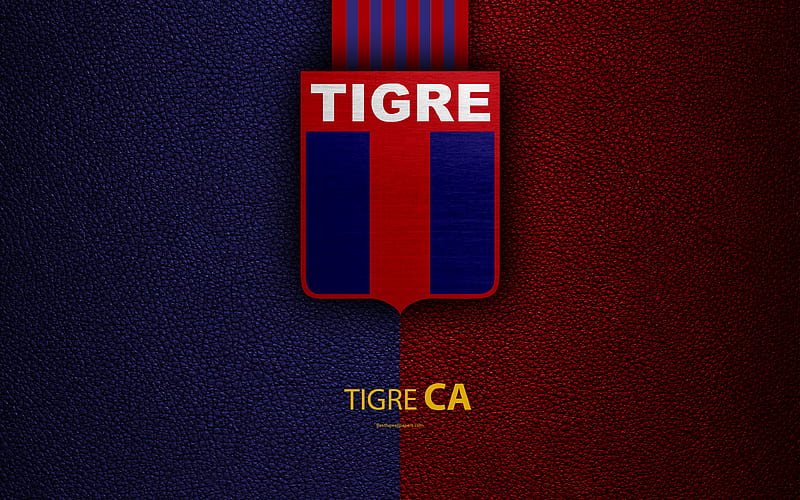 Club Atletico Tigre logo, Victoria, Buenos Aires, Argentina, leather texture, football, Argentinian football club, Tigre FC, emblem, Superliga, Argentina Football Championships, First Division, HD wallpaper
