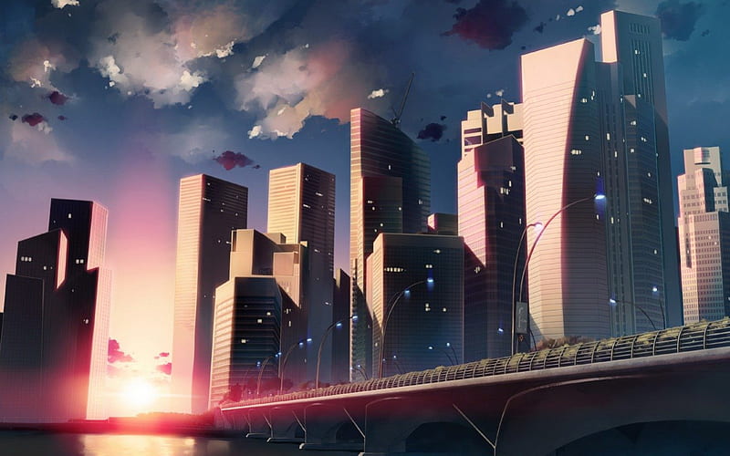 Sunset, city, anime, buildings, the place promised in our early days, HD  wallpaper | Peakpx
