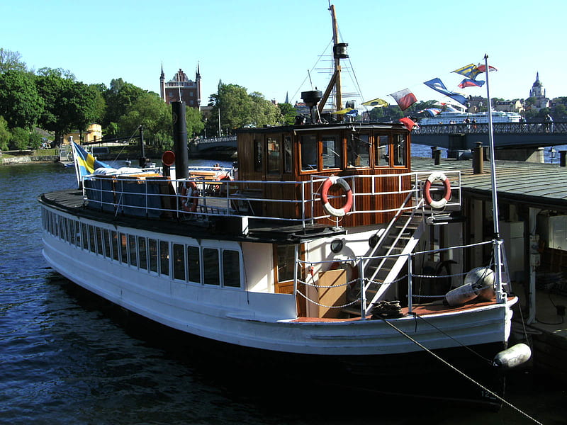 Steamboat, summer, stockholm, water, HD wallpaper