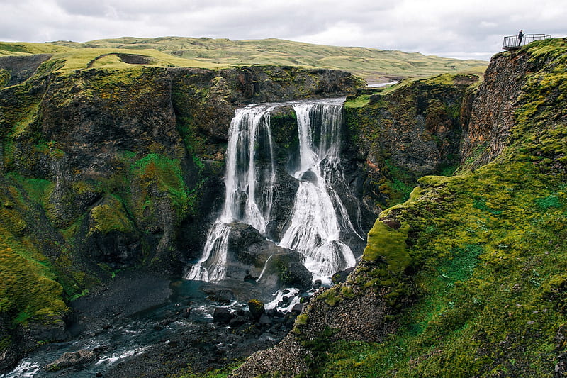 Fagrifoss Waterfall, Iceland, waterfall, nature, iceland, valley, HD