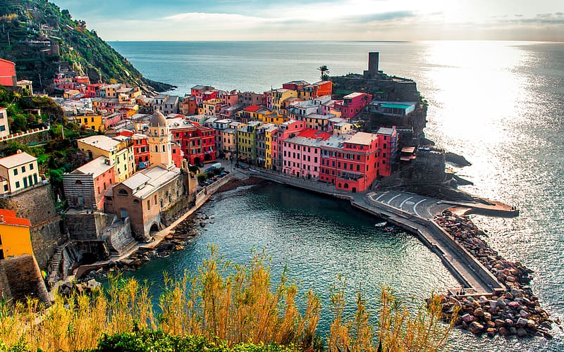 Italy, Coast, House, Village, Coastline, Vernazza, Cinque Terre, , Towns, HD wallpaper