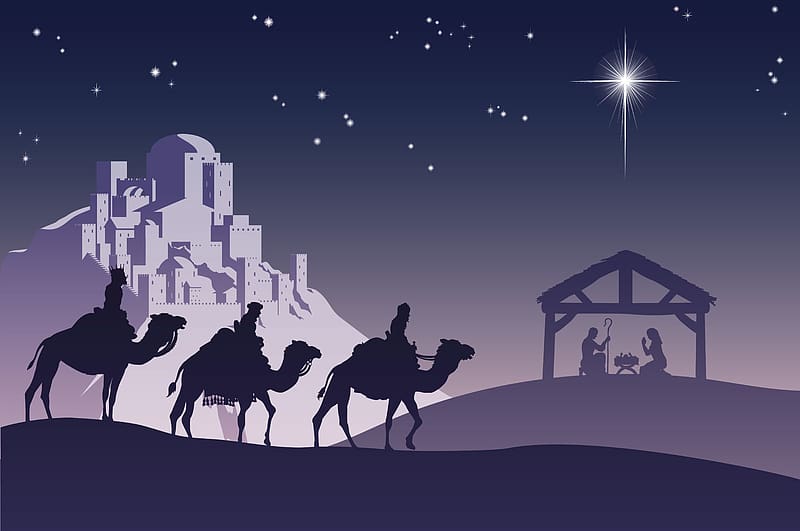 Stars, Night, Jesus, Christmas, Holiday, Town, Camel, Mary (Mother Of Jesus), The Three Wise Men, HD wallpaper