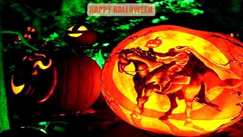 HAPPY HALLOWEEN 2011, headless horseman, halloween, pumpkin, carving, HD wallpaper