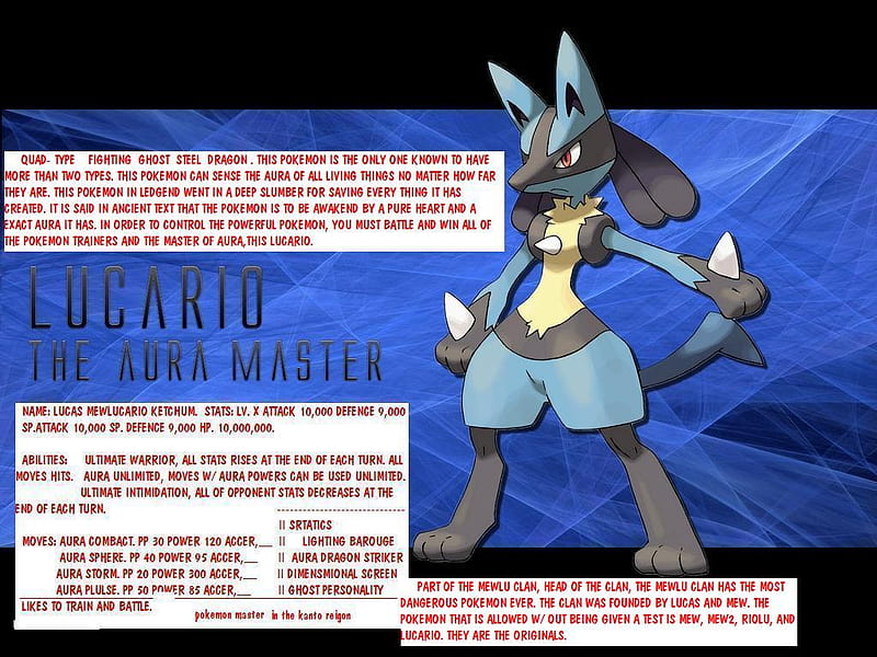 Lucario the Aura Pokémon  Pokemon, Pokemon pictures, Ghost pokemon