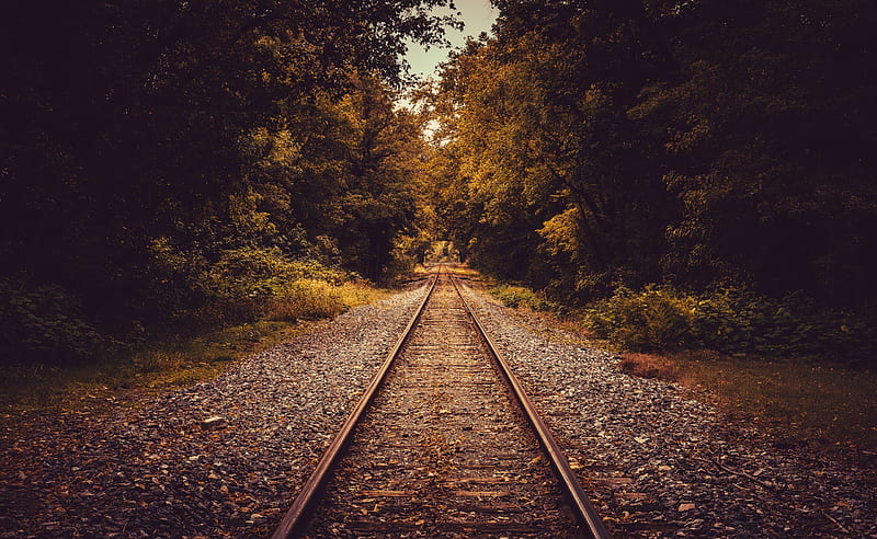 Railroad Tracks Perspective Ultra, Vintage, railroad, tracks, perspective, HD wallpaper