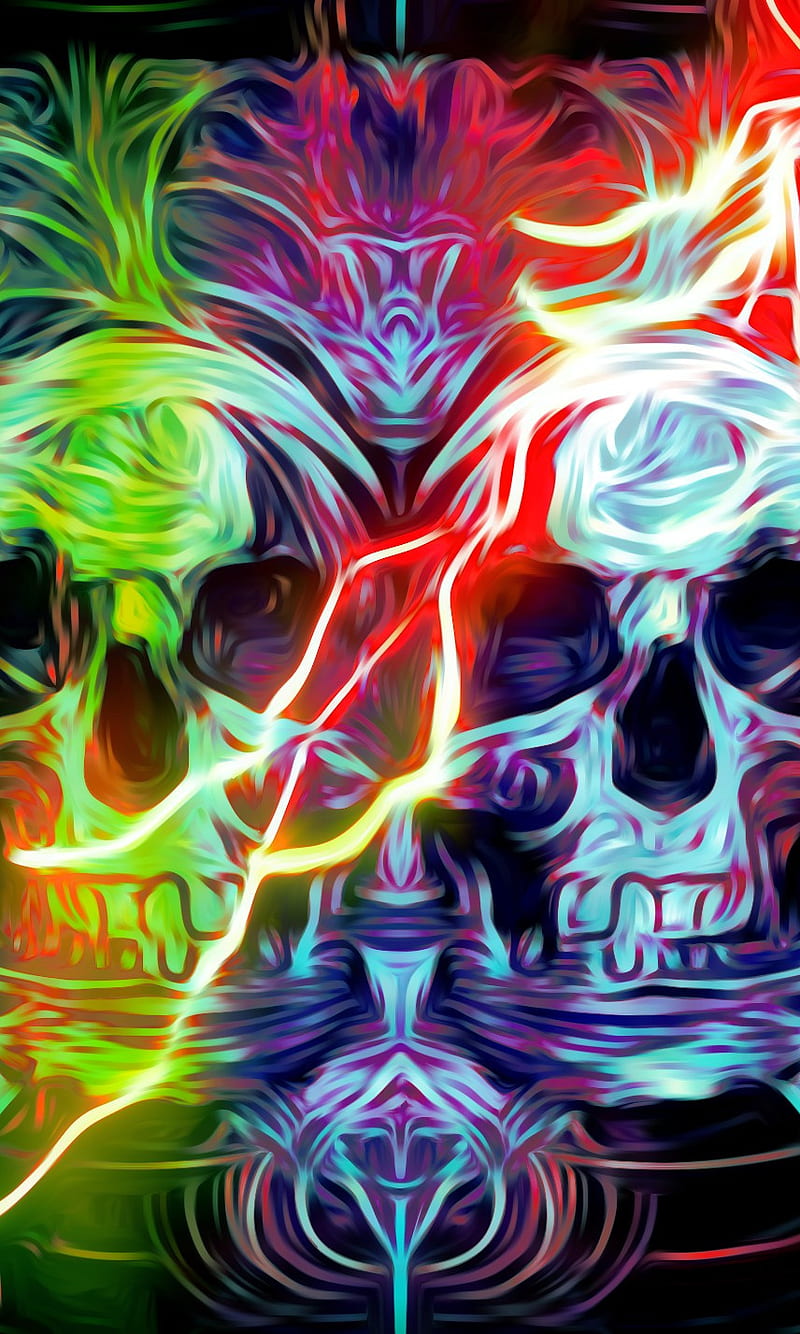 Lightning skulls, lightning, skulls, HD phone wallpaper