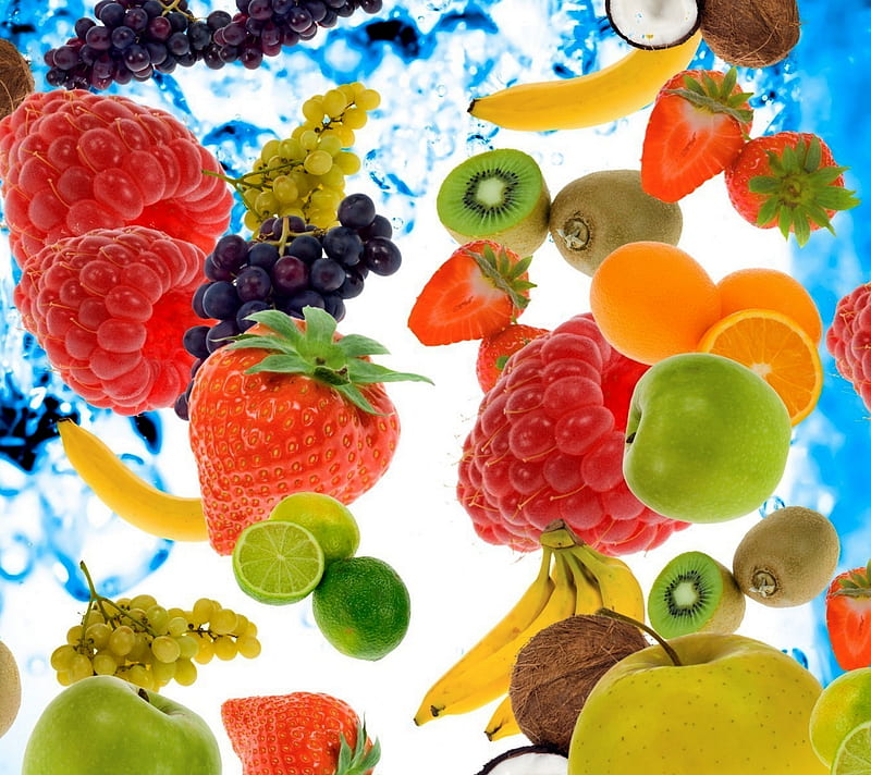 fruits, colorful, fresh, water, HD wallpaper