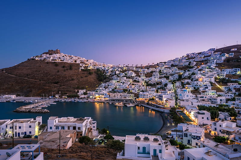 A S T Y P A L A I A island, Greece, vacation, sun, Aegean, holidays, bonito, sky, sea, graphy, Greece, island, white, blue, HD wallpaper