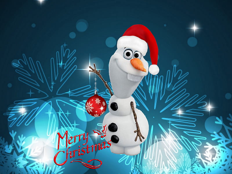 merry christmas, frozen, olaf, snow, snowman olaf, winter, xmas, HD wallpaper