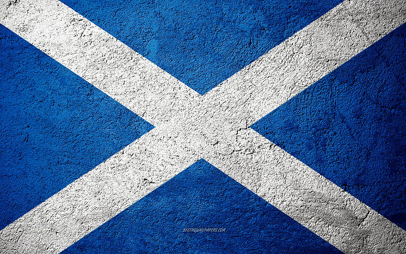 Flag of Scotland, concrete texture, stone background, Scotland flag, Europe, Scotland, flags on stone, HD wallpaper