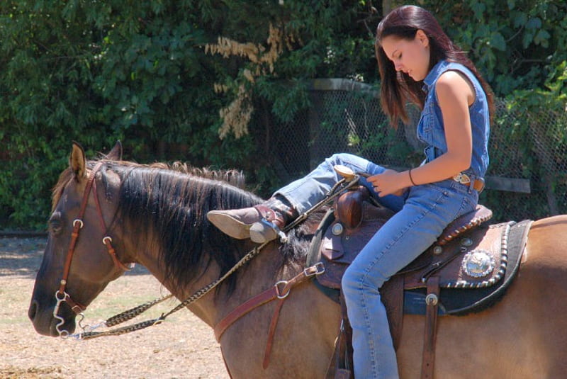 Ready To Ride, boots, horse, cowgirl, hat, HD wallpaper