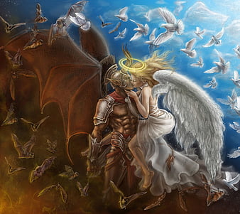 Angel Vs Demon  Demon And Angel Forbidden Love Angel And Devil HD  wallpaper  Pxfuel