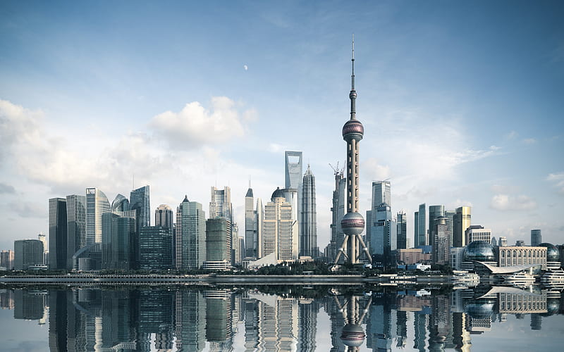 Oriental Pearl Tower, Shanghai, China, skyscrapers, cityscape, modern architecture, TV tower, HD wallpaper
