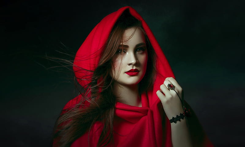 Red Riding Hood all Grown up, red hood, Stunning, Beauty, model, feminine, face, gorgeous, HD wallpaper