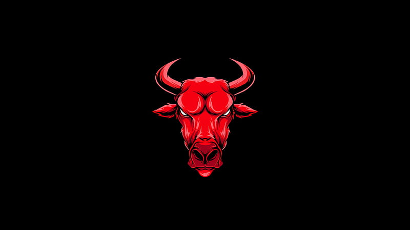 Red Bull Minimal , bull, artist, artwork, digital-art, minimalism, minimalist, dark, black, HD wallpaper