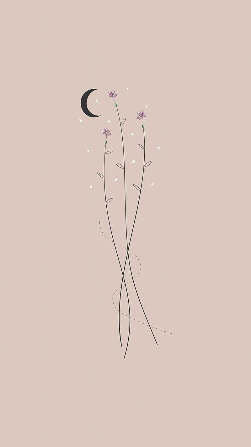 Flowers and the moon mobile phone vector. premium by / marinemynt. Boho, iphone  boho, HD phone wallpaper | Peakpx