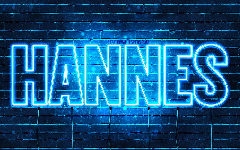 Hannes with names, horizontal text, Hannes name, Happy Birtay Hannes, popular german male names, blue neon lights, with Hannes name, HD wallpaper