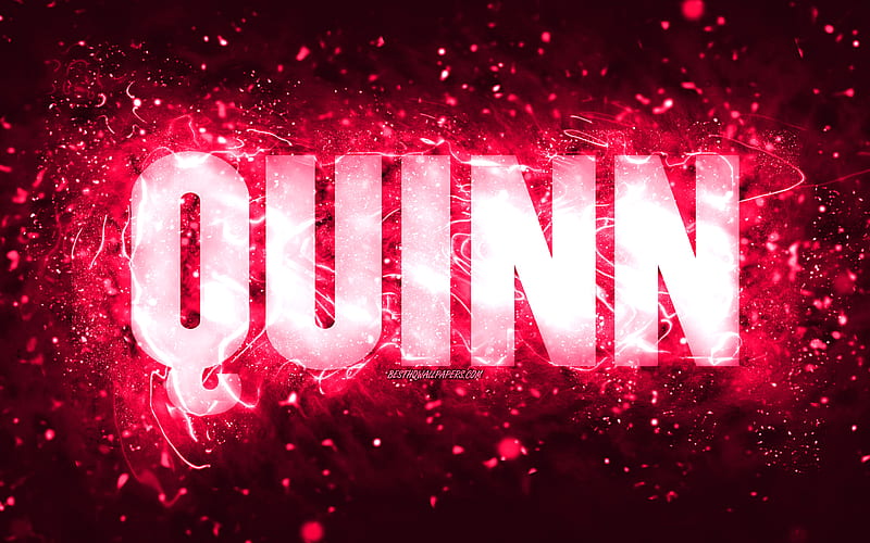 Happy Birtay Quinn pink neon lights, Quinn name, creative, Quinn Happy Birtay, Quinn Birtay, popular american female names, with Quinn name, Quinn, HD wallpaper