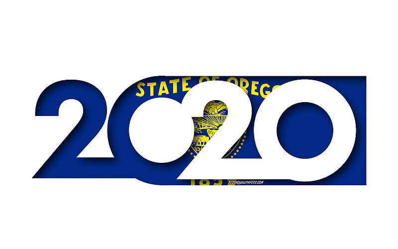 Oregon 2020, US state, Flag of Oregon, white background, Oregon, 3d art, 2020 concepts, Oregon flag, flags of american states, 2020 New Year, 2020 Oregon flag, HD wallpaper