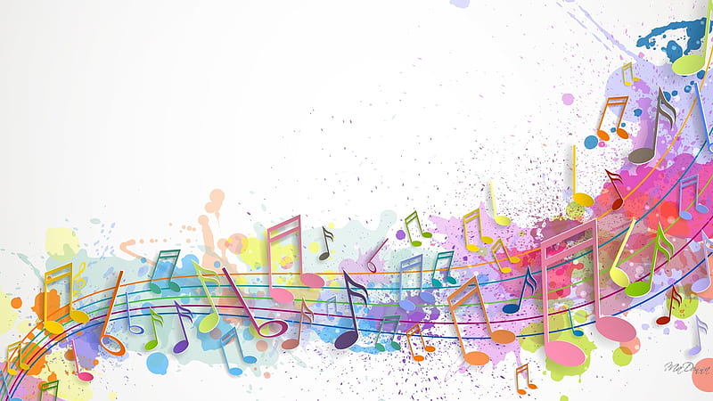 Music Splatter, Firefox theme, splatter, paint, notes, music, pastels, 3eD, abstract, musical, HD wallpaper