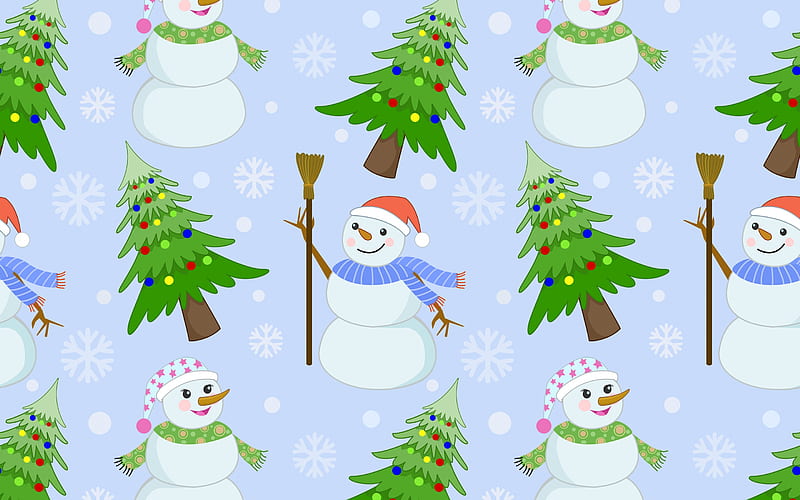 Texture, green, paper, snowman, white, blue, winter, pattern, christmas, craciun, HD wallpaper