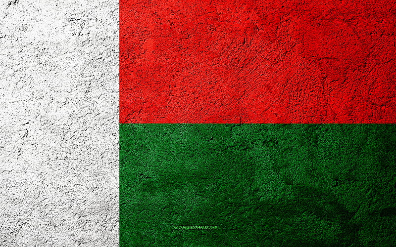 Flag of Madagascar, concrete texture, stone background, Madagascar flag, Africa, Madagascar, flags on stone, HD wallpaper