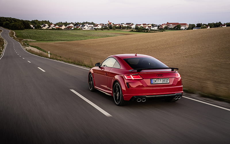 Audi TTS Competition Plus, 2021, rear view, exterior, red sports coupe, red supercar, german sports cars, Audi, HD wallpaper