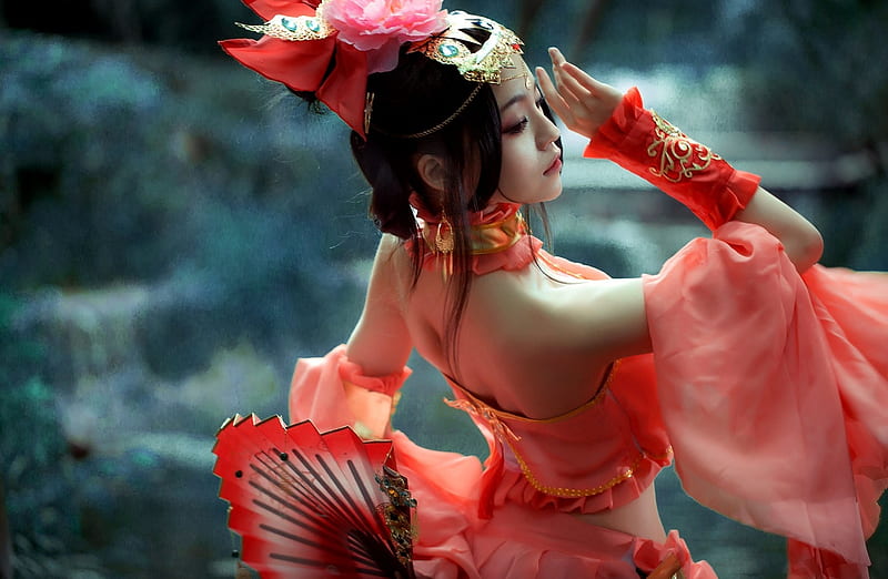 I Will Dance For You Hand Fan Bonito Orange Women Hd Wallpaper