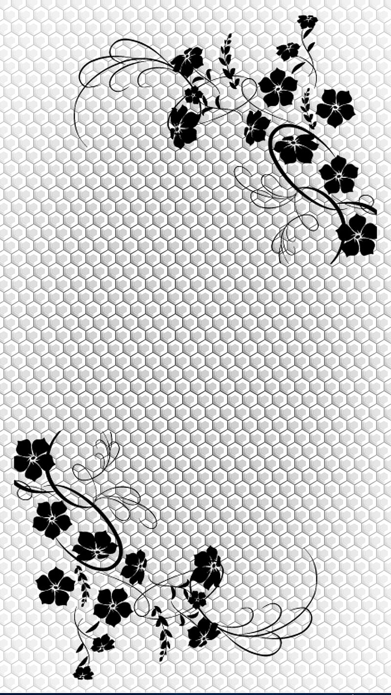 black and white 2, black, blanc, flower, flowers, noir, white, HD phone wallpaper