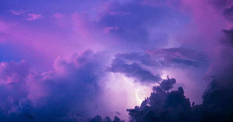 Purple Storm, Purple, Clouds, Sky, Storm, Lighting, HD wallpaper