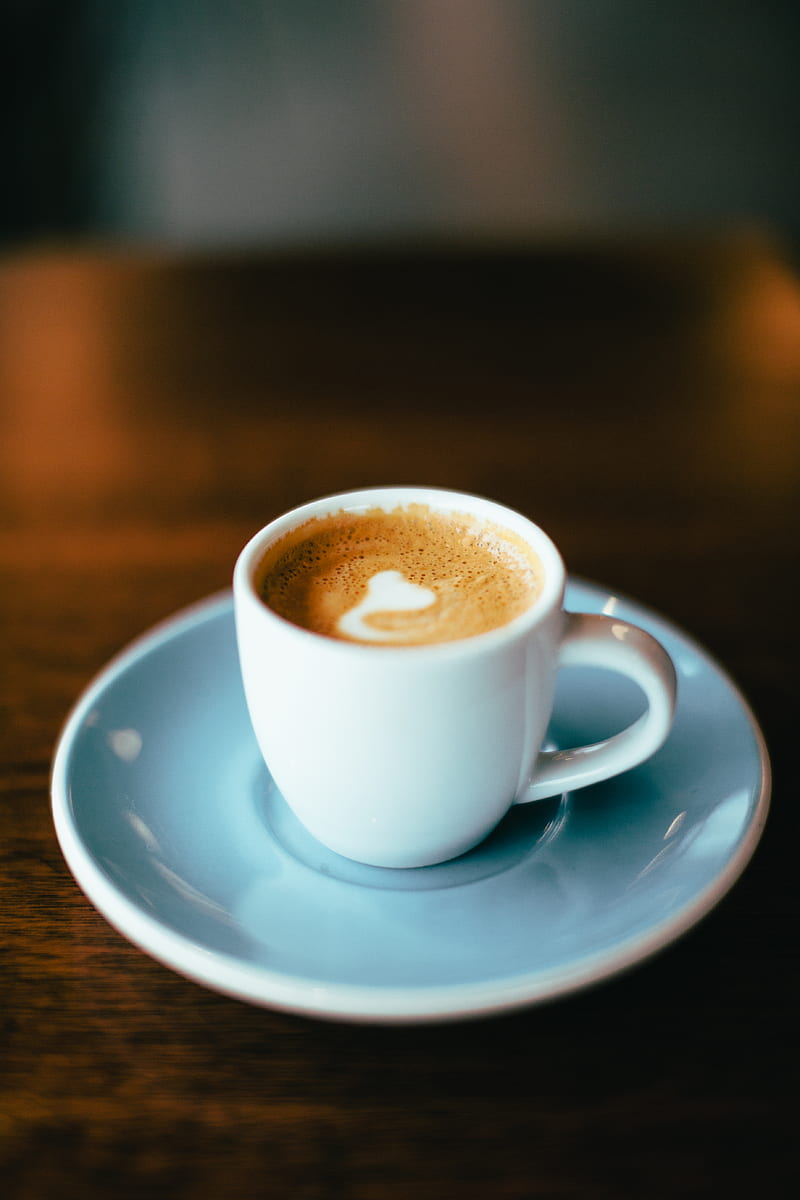 selective focus graphy of latte in teacup, HD phone wallpaper